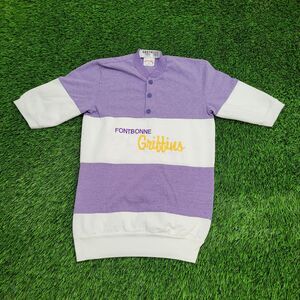 Vintage Nutmeg Mills Shirt Womens Small 17x26 White Purple